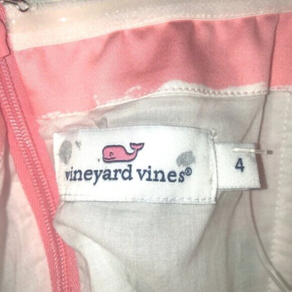 Vineyard Vines Strapless Dress 4 Stripes Pink Green White Back  Zipper Mini - Picture 3 of 16